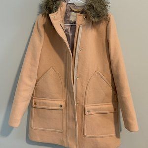 J Crew Peach Parka with Fur Hood
